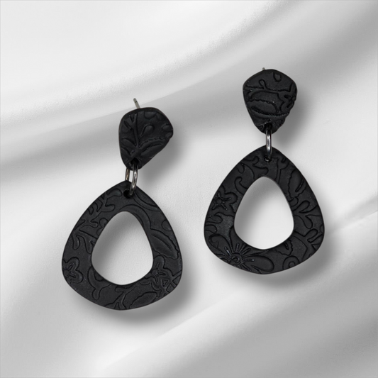 Textured Black Earrings