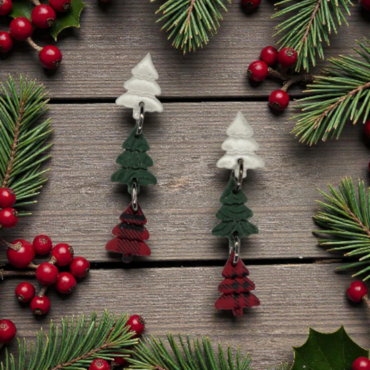 Tiered Christmas Tree Earrings