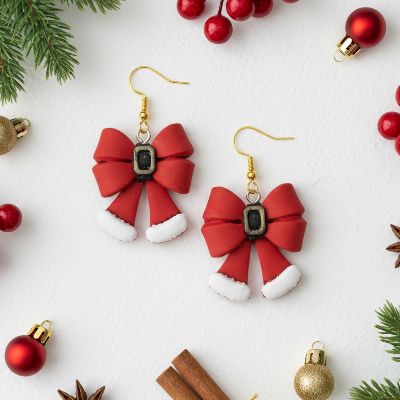 Santa bow earrings