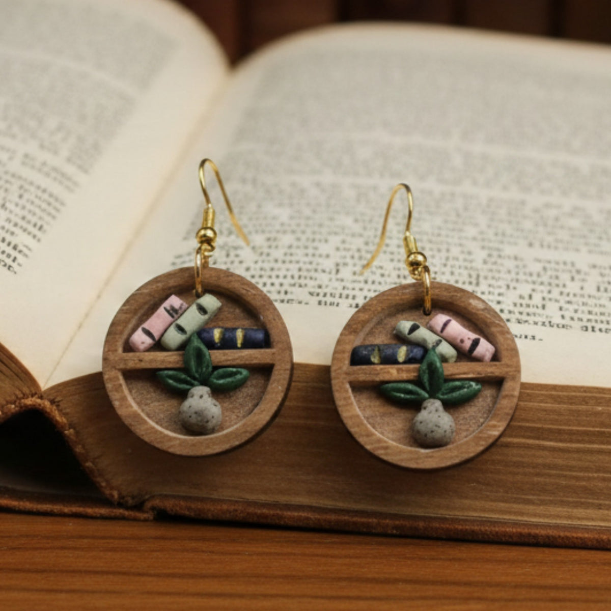 Tiny Bookshelf Earrings