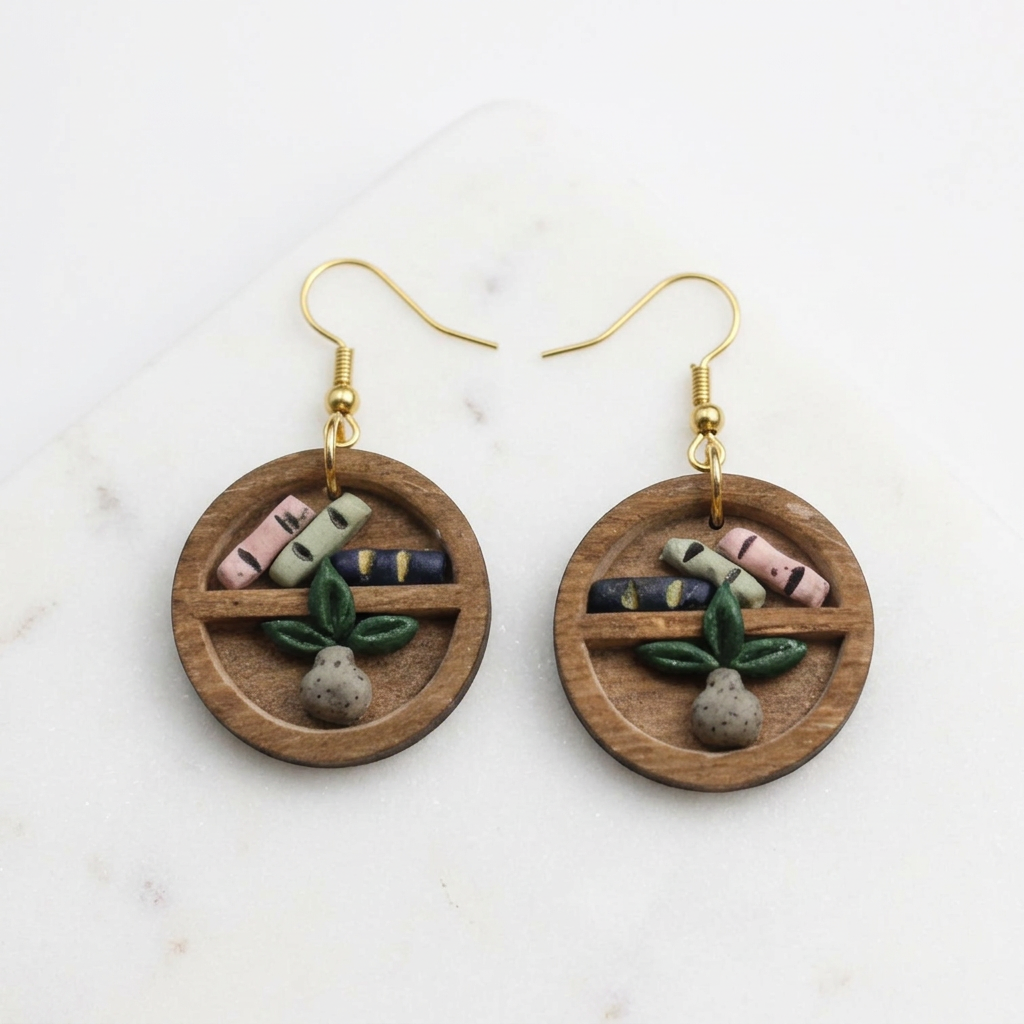 Tiny Bookshelf Earrings