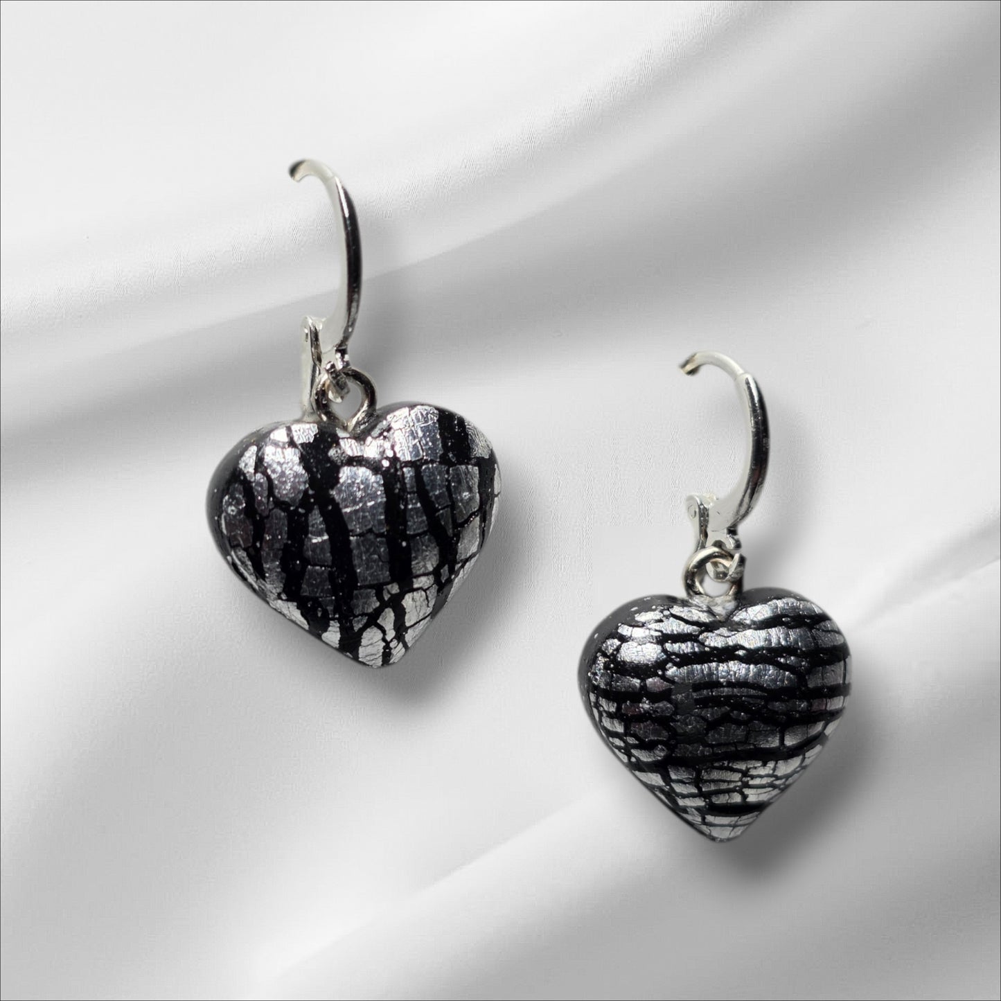 Gold or Silver Leaf Heart Hoop earrings