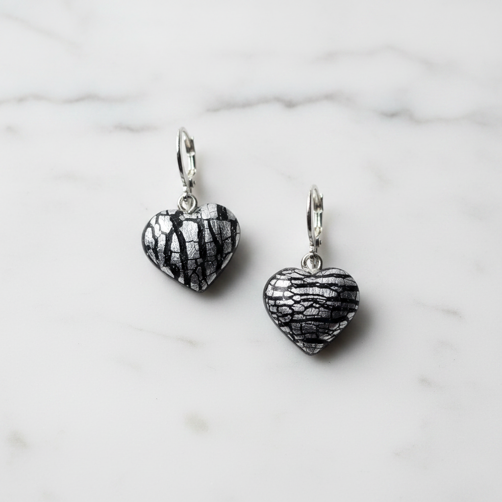Gold or Silver Leaf Heart Hoop earrings