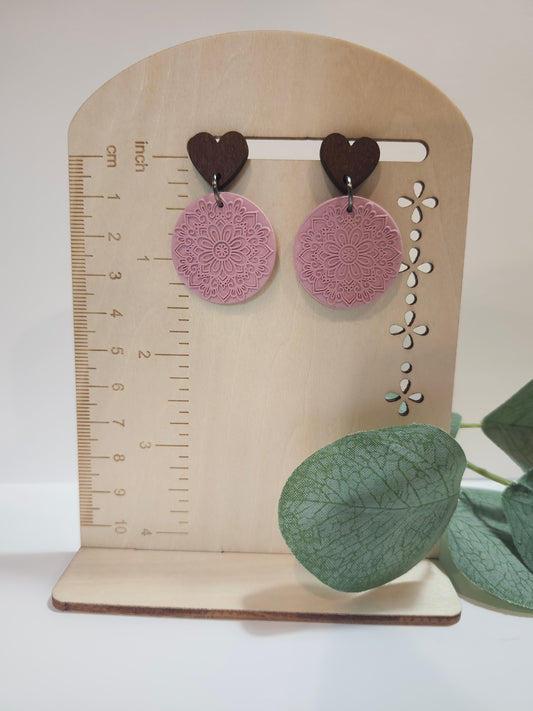 Pink Boho Design with a Wood Heart Stud