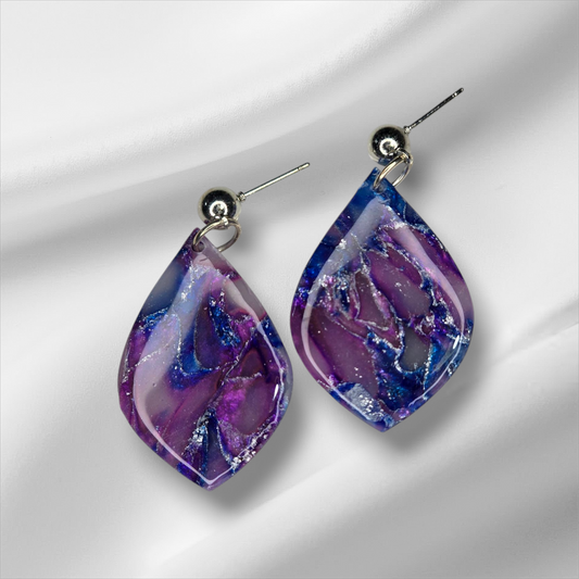 Teardrop With Pink, Blue and Purple Earrings