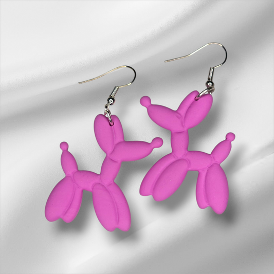 Hot Pink Balloon Dog Earrings