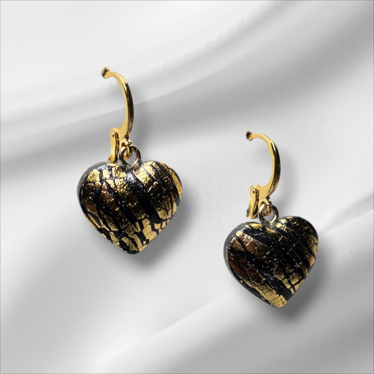 Gold or Silver Leaf Heart Hoop earrings