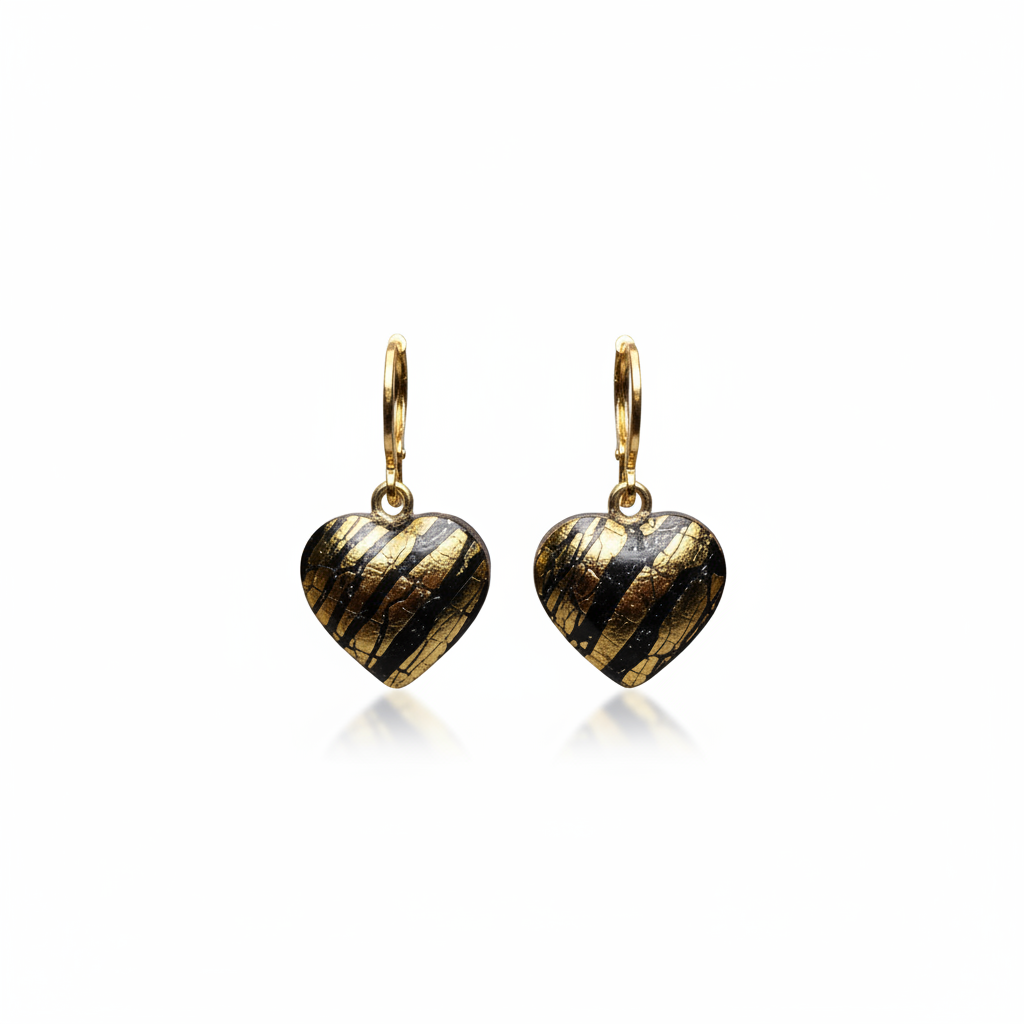 Gold or Silver Leaf Heart Hoop earrings