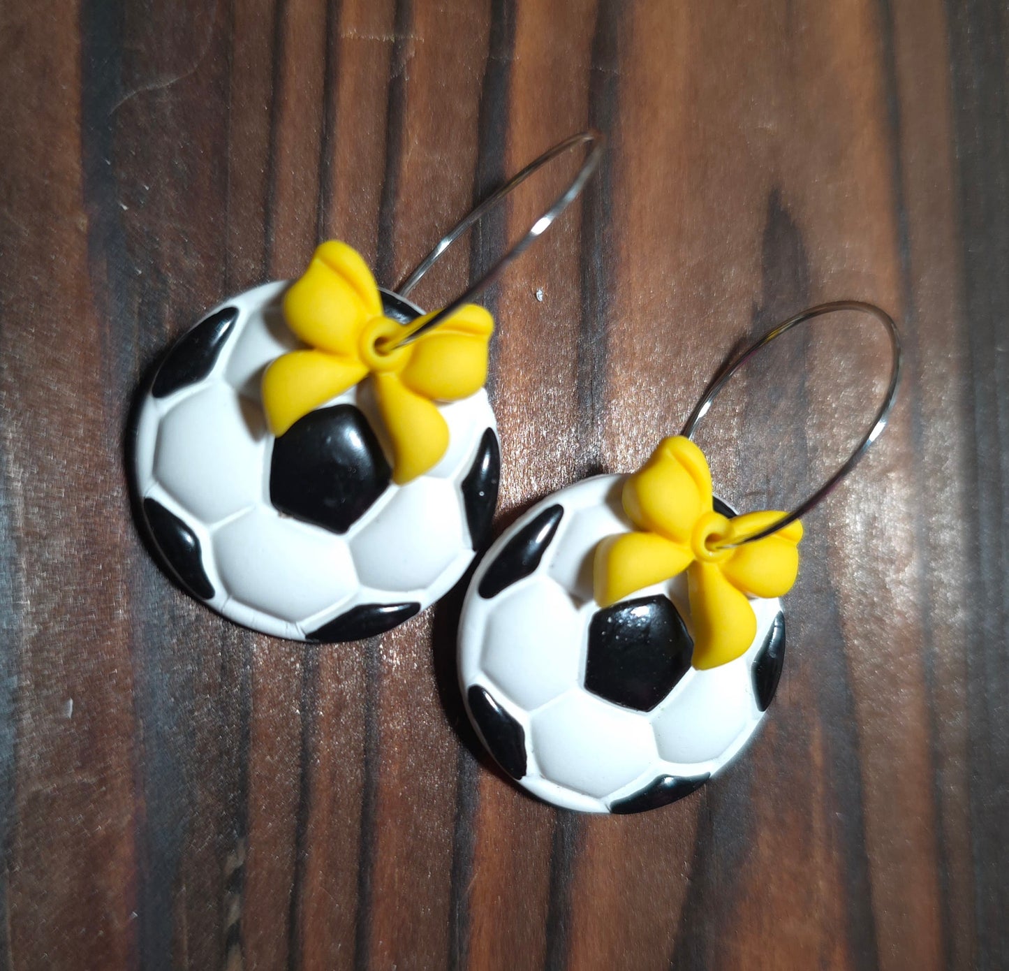 Soccer Ball Earrings with Bows