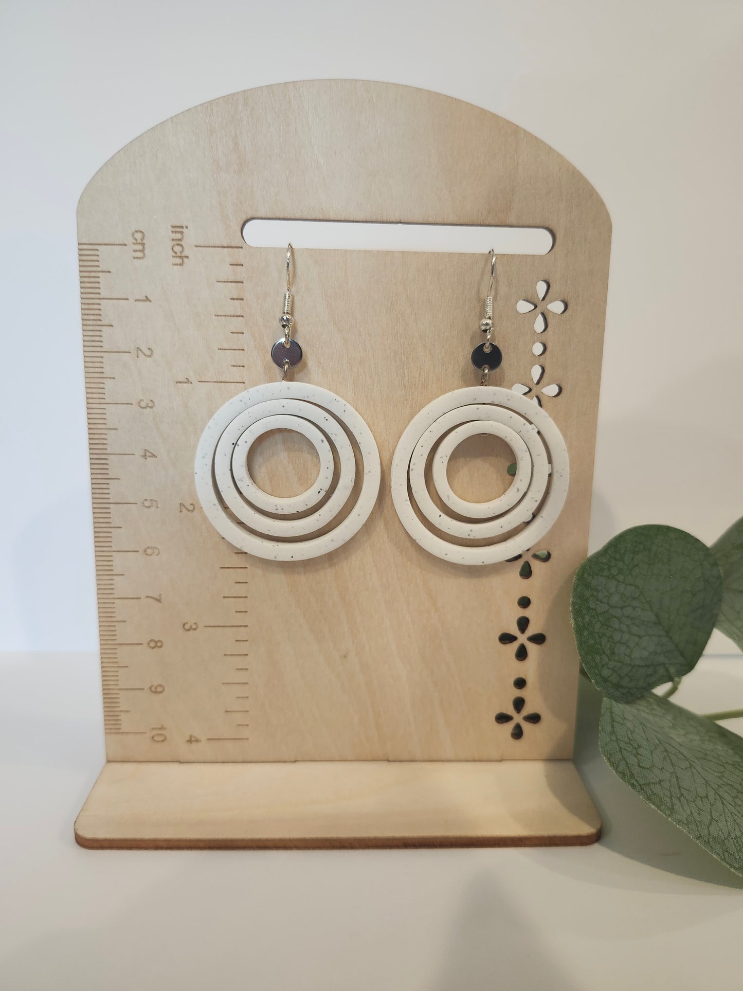 Tiered White Cirlce Earrings