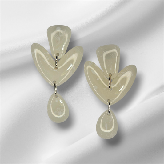 UV Resin Coated White Earrings