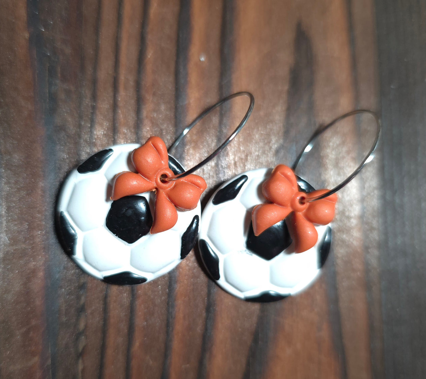 Soccer Ball Earrings with Bows
