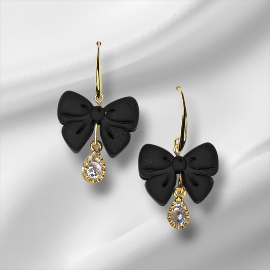 Black bow earrings
