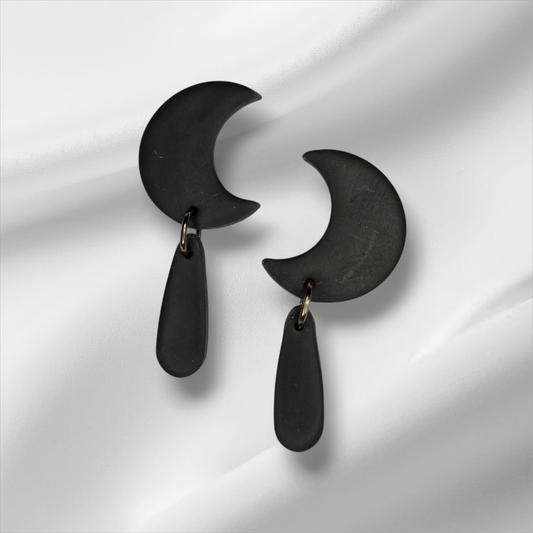 Black Crescent with Dangle Earrings