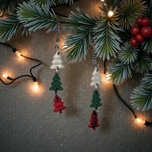 Three Tree Christmas Earrings