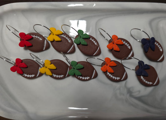 Football Hoop earrings with Bow