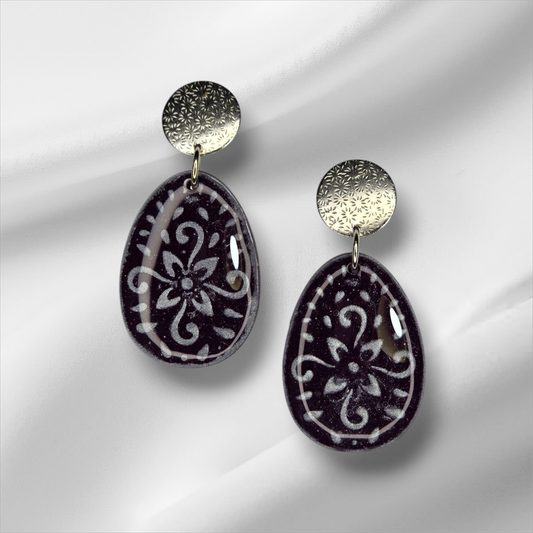 Beautiful Eggplant with Silver Earrings