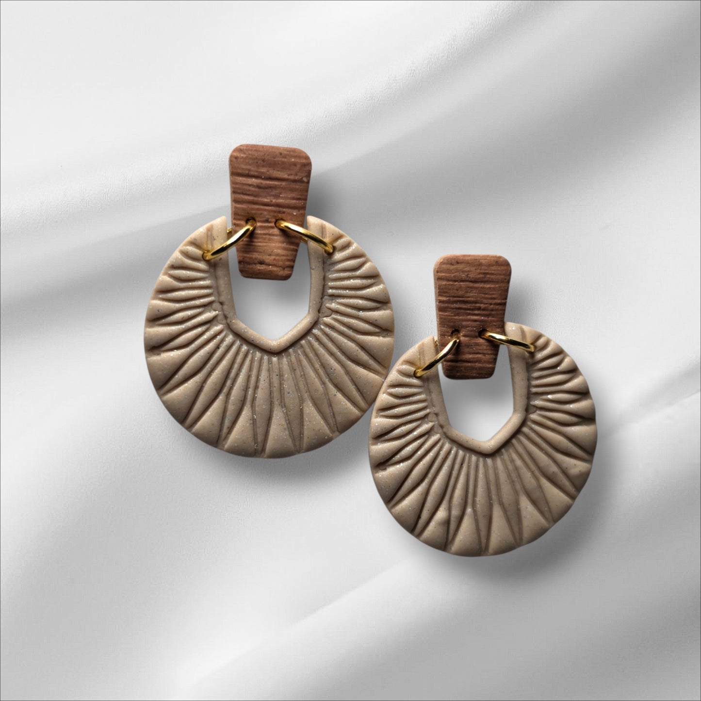 Boho with Faux Wood Stud Earrings