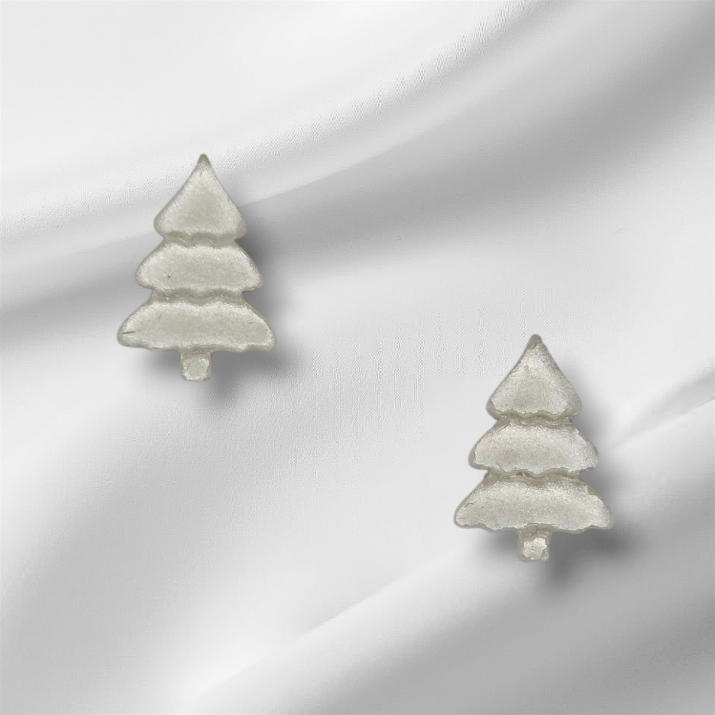 Tiny White Christmas Tree Studs