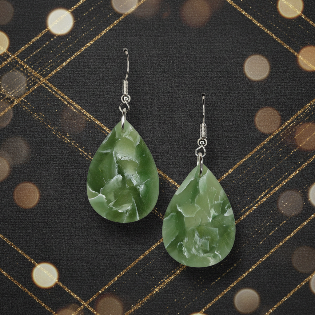 Sage Green Marble Earrings