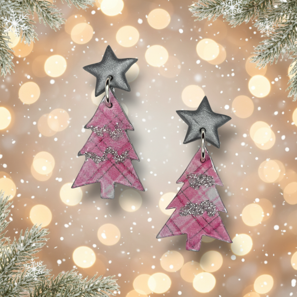 Pink Plaid Christmas Trees