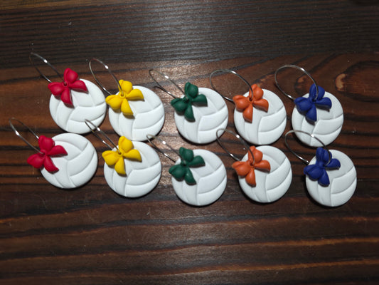 Volleyball with bow hoop earrings