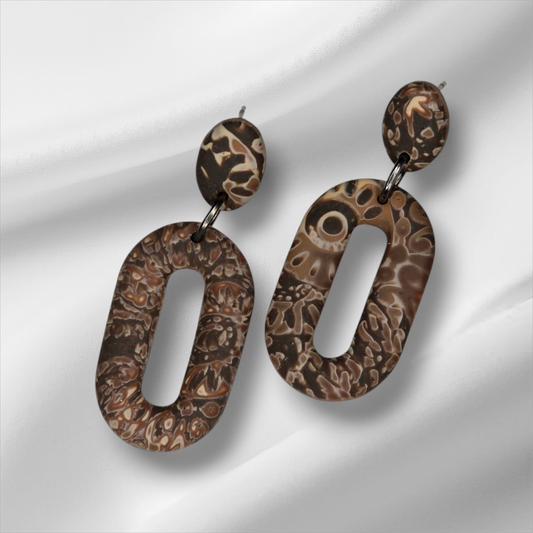 Brown Oval Earrings