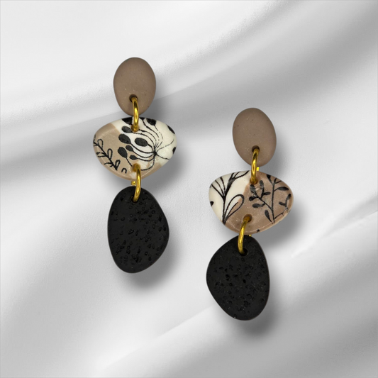 Small Tiered Neutral Earrings