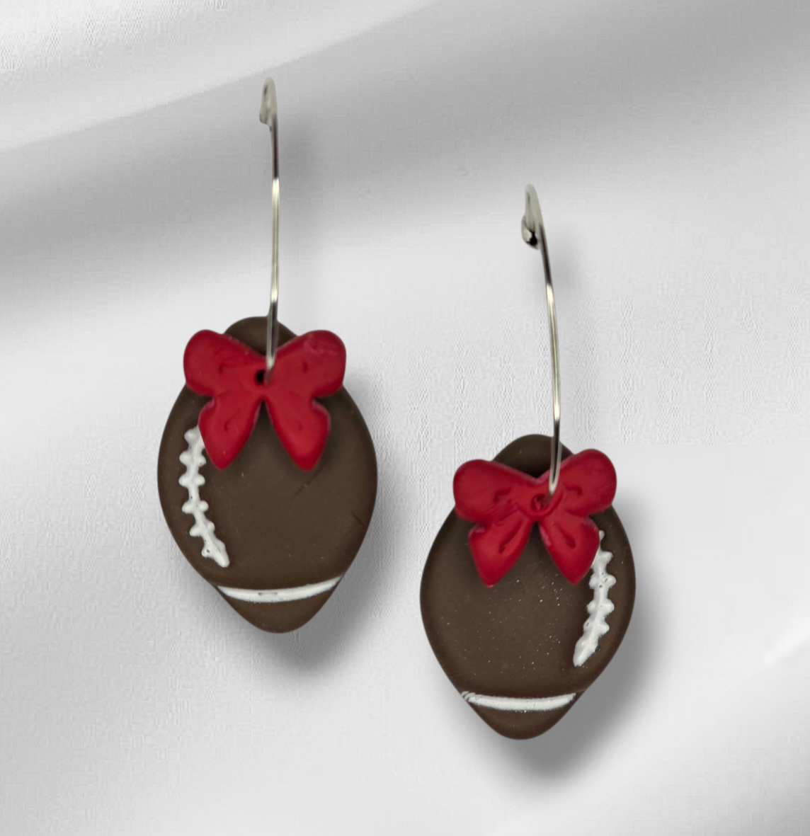 Football Hoop earrings with Bow