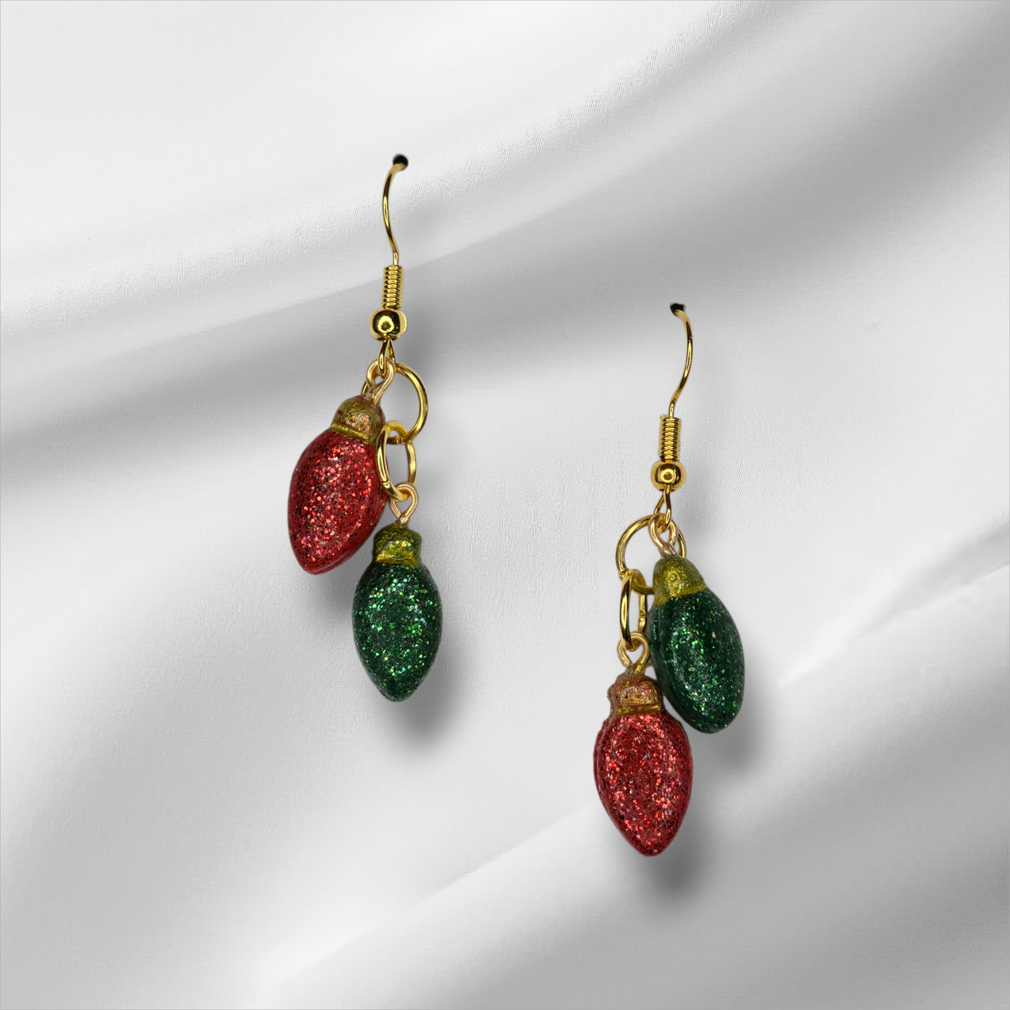 Red and Green Christmas Light Earrings