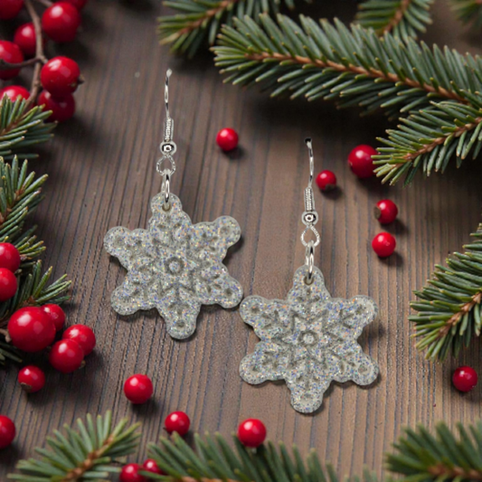 Glittering Snowflake Earrings