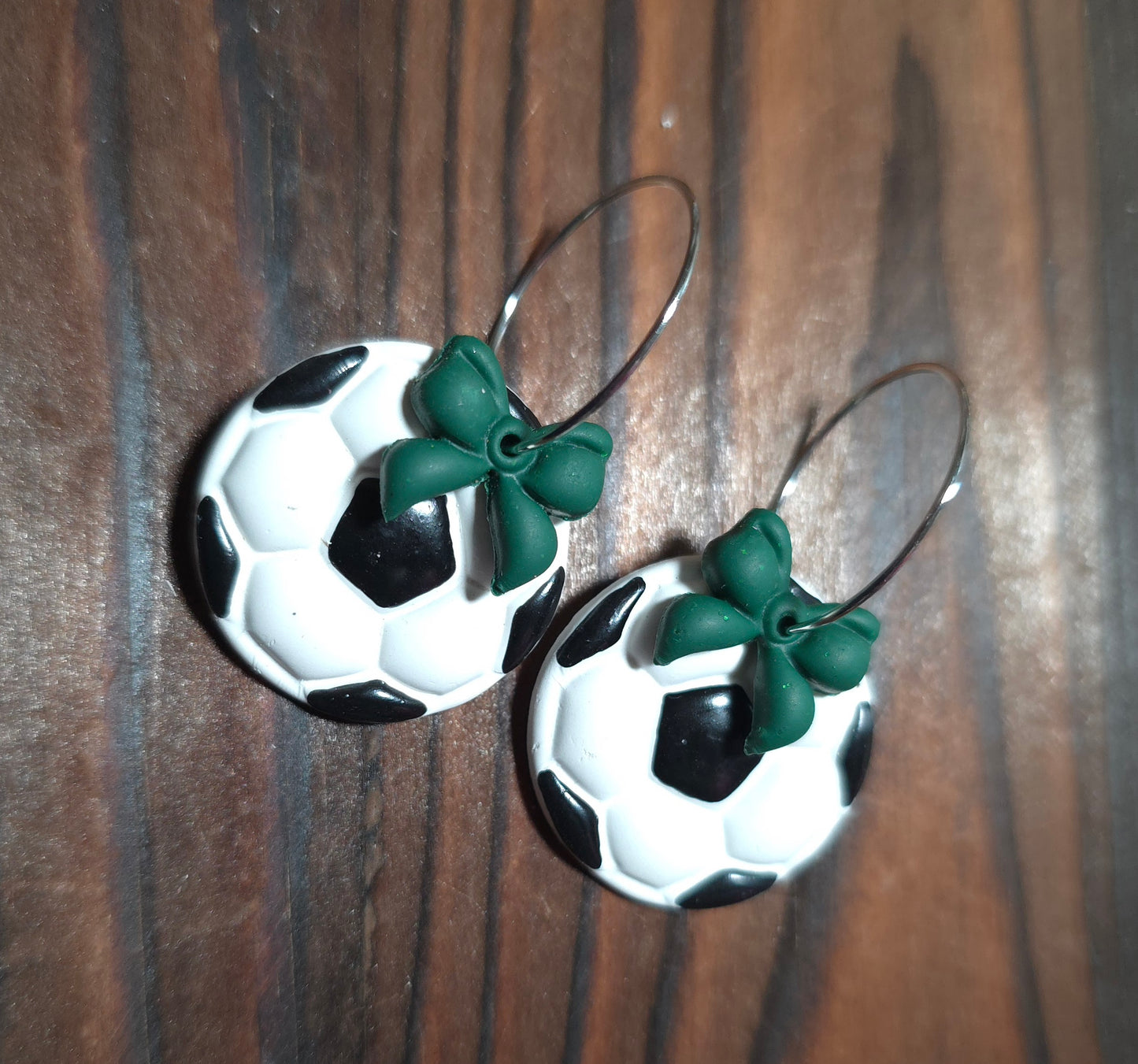 Soccer Ball Earrings with Bows