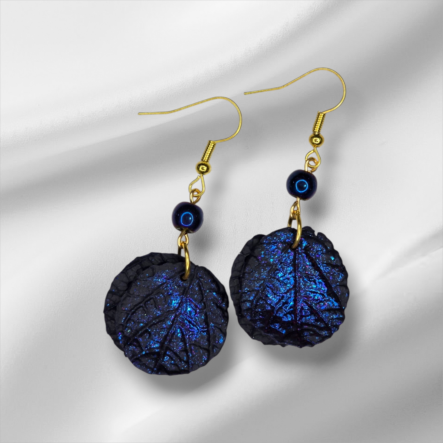 Vibrant Blue Leaf Earrings